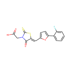 O=C(O)CN1C(=O)/C(=C/c2ccc(-c3ccccc3F)o2)SC1=S ZINC000005013964