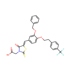 O=C(O)CN1C(=O)/C(=C/c2ccc(OCCc3ccc(C(F)(F)F)cc3)c(OCc3ccccc3)c2)SC1=S ZINC000028370162