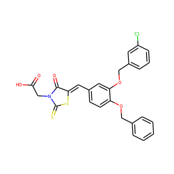 O=C(O)CN1C(=O)/C(=C/c2ccc(OCc3ccccc3)c(OCc3cccc(Cl)c3)c2)SC1=S ZINC000028364186