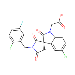 O=C(O)CN1C(=O)[C@@]2(CC(=O)N(Cc3cc(F)ccc3Cl)C2=O)c2cc(Cl)ccc21 ZINC000014976691