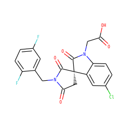 O=C(O)CN1C(=O)[C@@]2(CC(=O)N(Cc3cc(F)ccc3F)C2=O)c2cc(Cl)ccc21 ZINC000014976674