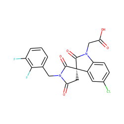 O=C(O)CN1C(=O)[C@@]2(CC(=O)N(Cc3cccc(F)c3F)C2=O)c2cc(Cl)ccc21 ZINC000014976668