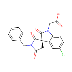O=C(O)CN1C(=O)[C@]2(CC(=O)N(Cc3ccccc3)C2=O)c2cc(Cl)ccc21 ZINC000014976497