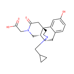O=C(O)CN1C[C@H]2[C@H]3Cc4ccc(O)cc4[C@@]2(CCN3CC2CC2)CC1=O ZINC000169711847