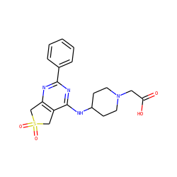 O=C(O)CN1CCC(Nc2nc(-c3ccccc3)nc3c2CS(=O)(=O)C3)CC1 ZINC000096923878