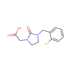 O=C(O)CN1CCN(Cc2ccccc2Cl)C1=O ZINC000000257771
