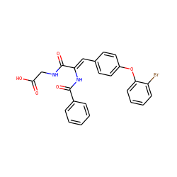 O=C(O)CNC(=O)/C(=C/c1ccc(Oc2ccccc2Br)cc1)NC(=O)c1ccccc1 ZINC000028520888
