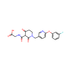 O=C(O)CNC(=O)C1C(=O)CCN(Cc2ccc(Oc3cccc(F)c3)nc2)C1=O ZINC000208160746