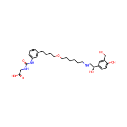 O=C(O)CNC(=O)Nc1cccc(CCCCOCCCCCCNC[C@H](O)c2ccc(O)c(CO)c2)c1 ZINC000072112463