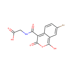 O=C(O)CNC(=O)c1c(=O)oc(O)c2cc(Br)ccc12 ZINC000165945019