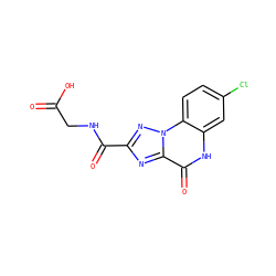 O=C(O)CNC(=O)c1nc2c(=O)[nH]c3cc(Cl)ccc3n2n1 ZINC000013798677