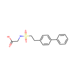O=C(O)CNS(=O)(=O)CCc1ccc(-c2ccccc2)cc1 ZINC000096270329