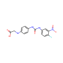 O=C(O)CNc1ccc(NC(=O)Nc2ccc(F)c([N+](=O)[O-])c2)cc1 ZINC000001741717