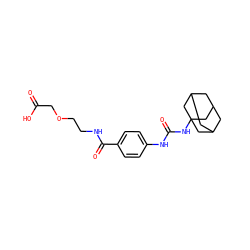 O=C(O)COCCNC(=O)c1ccc(NC(=O)NC23CC4CC(CC(C4)C2)C3)cc1 ZINC000049111296