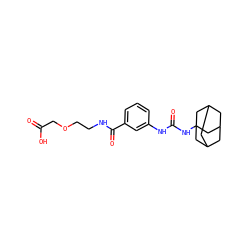 O=C(O)COCCNC(=O)c1cccc(NC(=O)NC23CC4CC(CC(C4)C2)C3)c1 ZINC000049067968