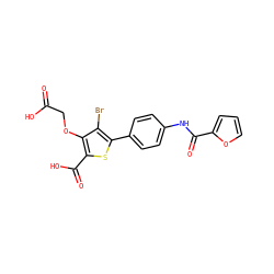 O=C(O)COc1c(C(=O)O)sc(-c2ccc(NC(=O)c3ccco3)cc2)c1Br ZINC000014955122