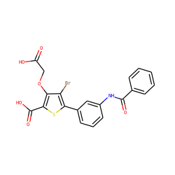 O=C(O)COc1c(C(=O)O)sc(-c2cccc(NC(=O)c3ccccc3)c2)c1Br ZINC000028711529