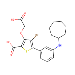 O=C(O)COc1c(C(=O)O)sc(-c2cccc(NC3CCCCCC3)c2)c1Br ZINC000028711536