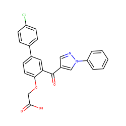 O=C(O)COc1ccc(-c2ccc(Cl)cc2)cc1C(=O)c1cnn(-c2ccccc2)c1 ZINC000036127029