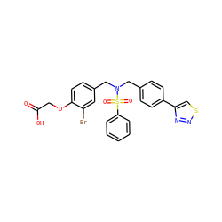 O=C(O)COc1ccc(CN(Cc2ccc(-c3csnn3)cc2)S(=O)(=O)c2ccccc2)cc1Br ZINC000029051363