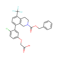 O=C(O)COc1ccc(Cl)c(-c2ccc(C(F)(F)F)c3c2CN(C(=O)OCc2ccccc2)CC3)c1 ZINC000144230324