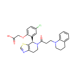 O=C(O)COc1ccc(Cl)cc1[C@@H]1c2scnc2CCN1C(=O)CCN1CCCc2ccccc21 ZINC001772632347