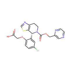 O=C(O)COc1ccc(Cl)cc1[C@@H]1c2scnc2CCN1C(=O)OCc1cnccn1 ZINC000206794099