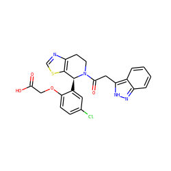 O=C(O)COc1ccc(Cl)cc1[C@H]1c2scnc2CCN1C(=O)Cc1[nH]nc2ccccc12 ZINC000217914740