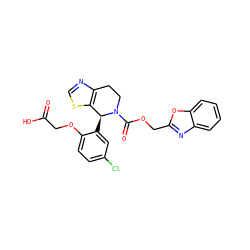 O=C(O)COc1ccc(Cl)cc1[C@H]1c2scnc2CCN1C(=O)OCc1nc2ccccc2o1 ZINC000206804393