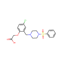 O=C(O)COc1ccc(Cl)cc1CN1CCN(S(=O)(=O)c2ccccc2)CC1 ZINC000066111928