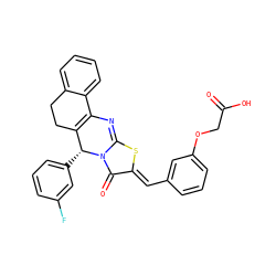 O=C(O)COc1cccc(/C=c2\sc3n(c2=O)[C@H](c2cccc(F)c2)C2=C(N=3)c3ccccc3CC2)c1 ZINC000049071311