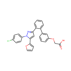 O=C(O)COc1cccc(-c2ccccc2-c2cc(-c3ccco3)n(-c3ccc(Cl)cc3)n2)c1 ZINC000071294599