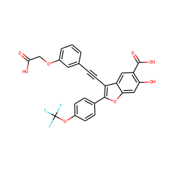 O=C(O)COc1cccc(C#Cc2c(-c3ccc(OC(F)(F)F)cc3)oc3cc(O)c(C(=O)O)cc23)c1 ZINC000096272275