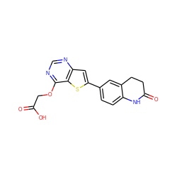 O=C(O)COc1ncnc2cc(-c3ccc4c(c3)CCC(=O)N4)sc12 ZINC000072124418