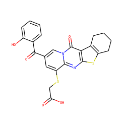 O=C(O)CSc1cc(C(=O)c2ccccc2O)cn2c(=O)c3c4c(sc3nc12)CCCC4 ZINC000009119425