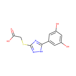 O=C(O)CSc1n[nH]c(-c2cc(O)cc(O)c2)n1 ZINC000219722792