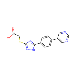 O=C(O)CSc1n[nH]c(-c2ccc(-c3cncnc3)cc2)n1 ZINC000219723701