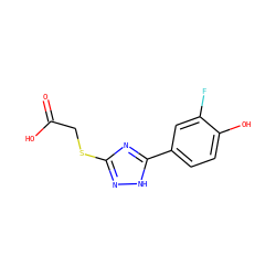 O=C(O)CSc1n[nH]c(-c2ccc(O)c(F)c2)n1 ZINC000653615118