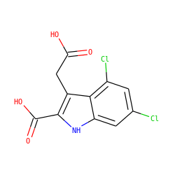 O=C(O)Cc1c(C(=O)O)[nH]c2cc(Cl)cc(Cl)c12 ZINC000013490384