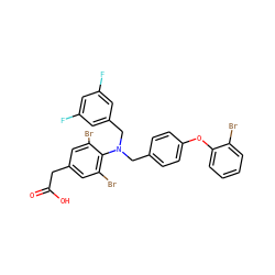 O=C(O)Cc1cc(Br)c(N(Cc2ccc(Oc3ccccc3Br)cc2)Cc2cc(F)cc(F)c2)c(Br)c1 ZINC000084740357