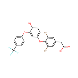 O=C(O)Cc1cc(Br)c(Oc2ccc(O)c(Oc3ccc(C(F)(F)F)cc3)c2)c(Br)c1 ZINC000014969292