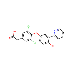O=C(O)Cc1cc(Cl)c(Oc2ccc(O)c(-c3ccccn3)c2)c(Cl)c1 ZINC000014969261