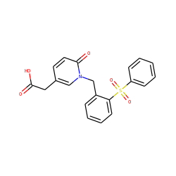 O=C(O)Cc1ccc(=O)n(Cc2ccccc2S(=O)(=O)c2ccccc2)c1 ZINC000653723608