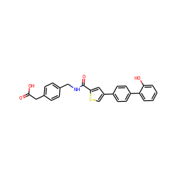 O=C(O)Cc1ccc(CNC(=O)c2cc(-c3ccc(-c4ccccc4O)cc3)cs2)cc1 ZINC000071295384