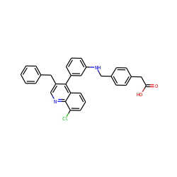 O=C(O)Cc1ccc(CNc2cccc(-c3c(Cc4ccccc4)cnc4c(Cl)cccc34)c2)cc1 ZINC000014972553