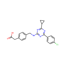 O=C(O)Cc1ccc(CNc2nc(-c3ccc(Cl)cc3)nc(C3CC3)n2)cc1 ZINC000299833944