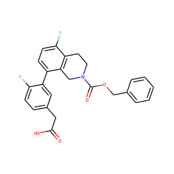 O=C(O)Cc1ccc(F)c(-c2ccc(F)c3c2CN(C(=O)OCc2ccccc2)CC3)c1 ZINC000144093538
