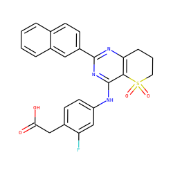 O=C(O)Cc1ccc(Nc2nc(-c3ccc4ccccc4c3)nc3c2S(=O)(=O)CCC3)cc1F ZINC000103260017