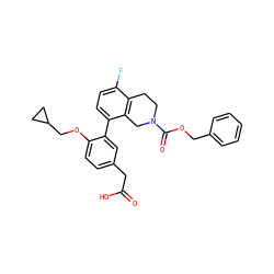 O=C(O)Cc1ccc(OCC2CC2)c(-c2ccc(F)c3c2CN(C(=O)OCc2ccccc2)CC3)c1 ZINC000144048214