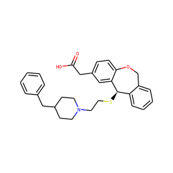 O=C(O)Cc1ccc2c(c1)[C@H](SCCN1CCC(Cc3ccccc3)CC1)c1ccccc1CO2 ZINC000003795086